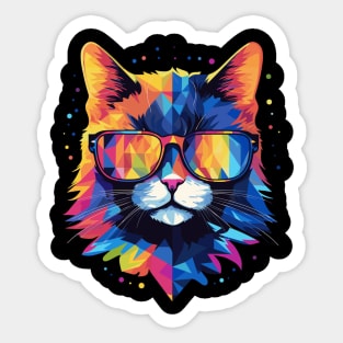 Party Cat in Sunglasses Men Women 80s 90s Retro Funny Cat Sticker